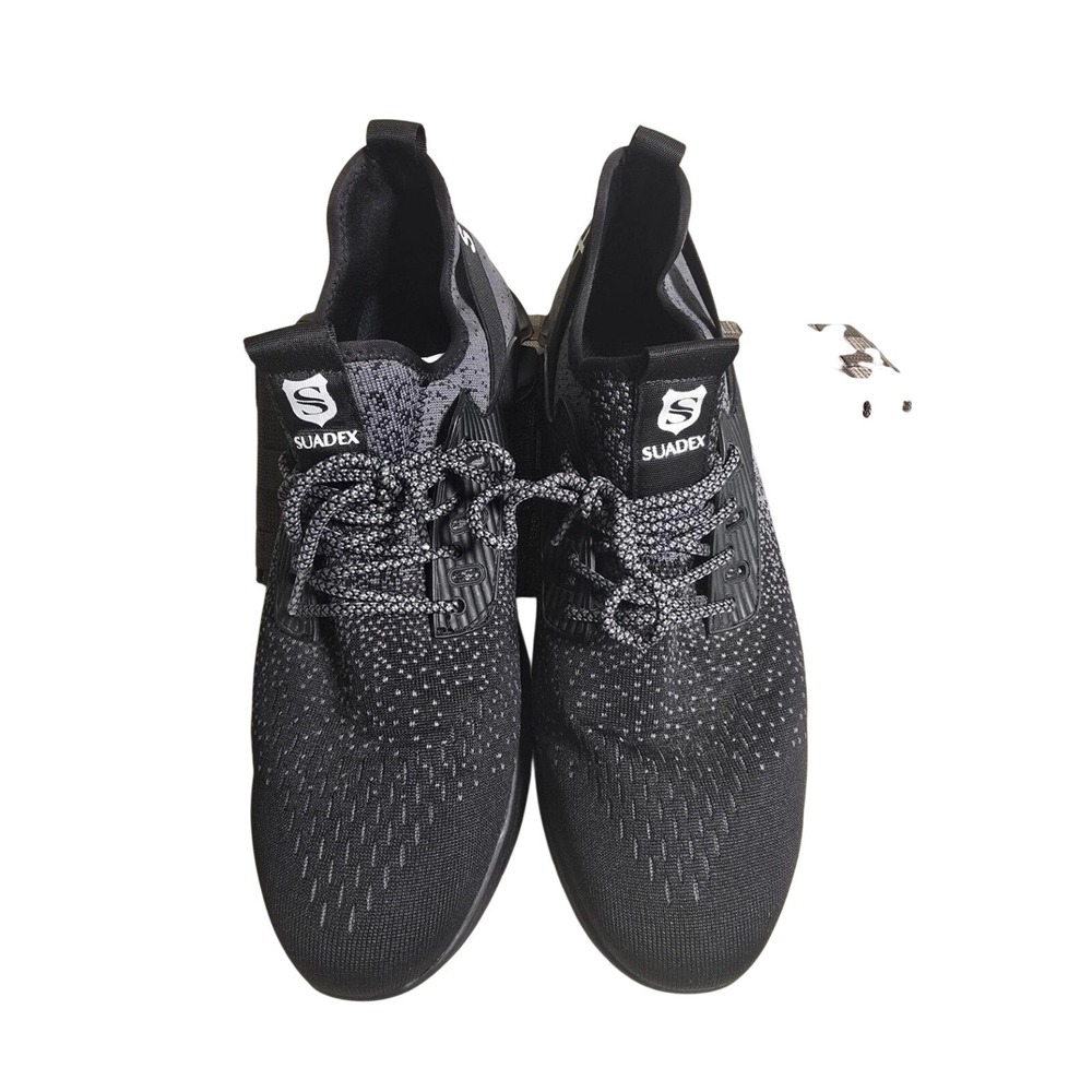 SUADEX Men's Steel Toe Safety‎ Shoes Blk/Grey Knit Industrial Work Sneakers 15